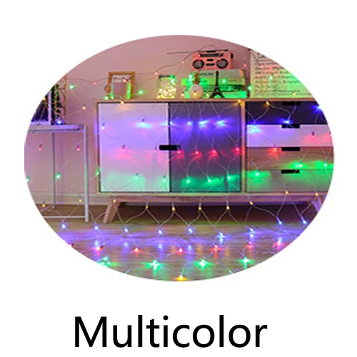 Multicolor 2x2 м 3x2 м 6x4 м светодиодный сетчатый Сказочный светящаяся гирлянда оконная занавеска рождественские китайские фонарики Свадебная вечеринка праздничный свет - Испускаемый цвет: Multicolor
