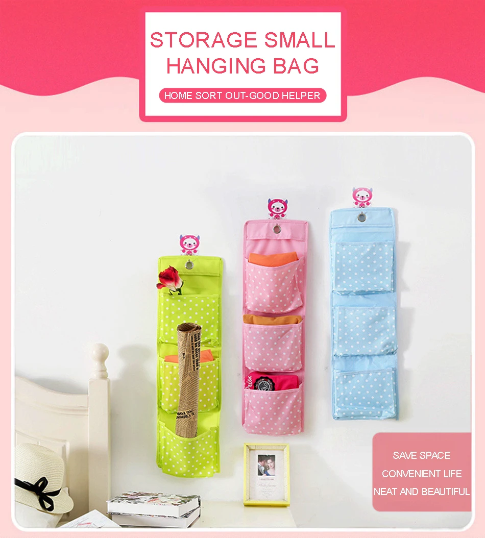 

Hanging Storage Bags Polka Dot Print Household Hanging Ditty Bag Commodity Shelf