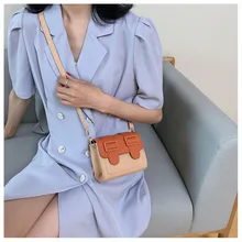 Sweet Shoulder BagWomen MINI Macaron Messenger Bag PU Ladies Cosmetic Bag Women Stitching Candy ColorYoung Girl Package