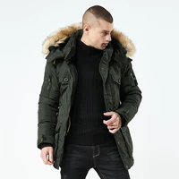 mens warm parka thicken padded jackets mid long windproof winter coats detachable hood faux fur trim casual fashion streetwear
