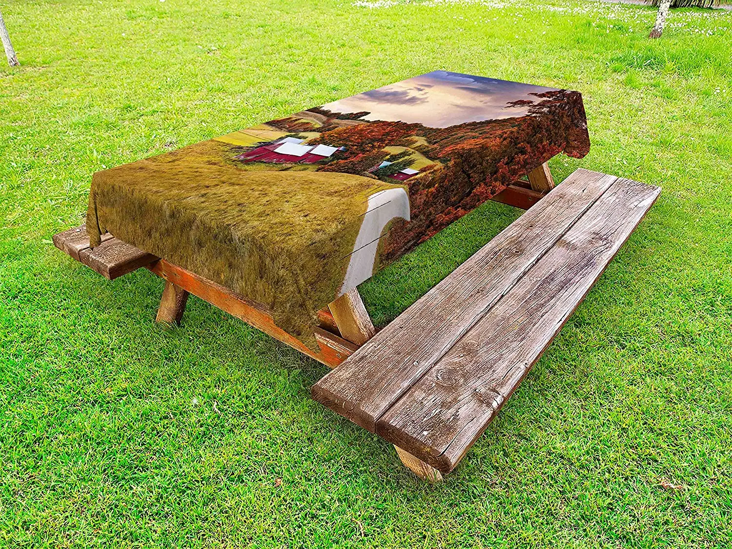 Пейзаж скатерть Осенняя сцена Дженне ферма в Вермонте Соединенные Штаты сарай