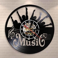 roll vinyl record wall clock put up your hand music rock n hanging modern silent watch home decor rock music lover gift