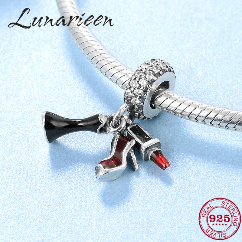 Модная губная помада на высоком каблуке черная юбка эмалированная подвеска