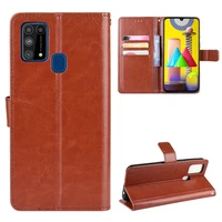 for samsung galaxy m31 case retro wallet flip style glossy skin pu leather phone cover for samsung galaxy m31 sm m315fds case
