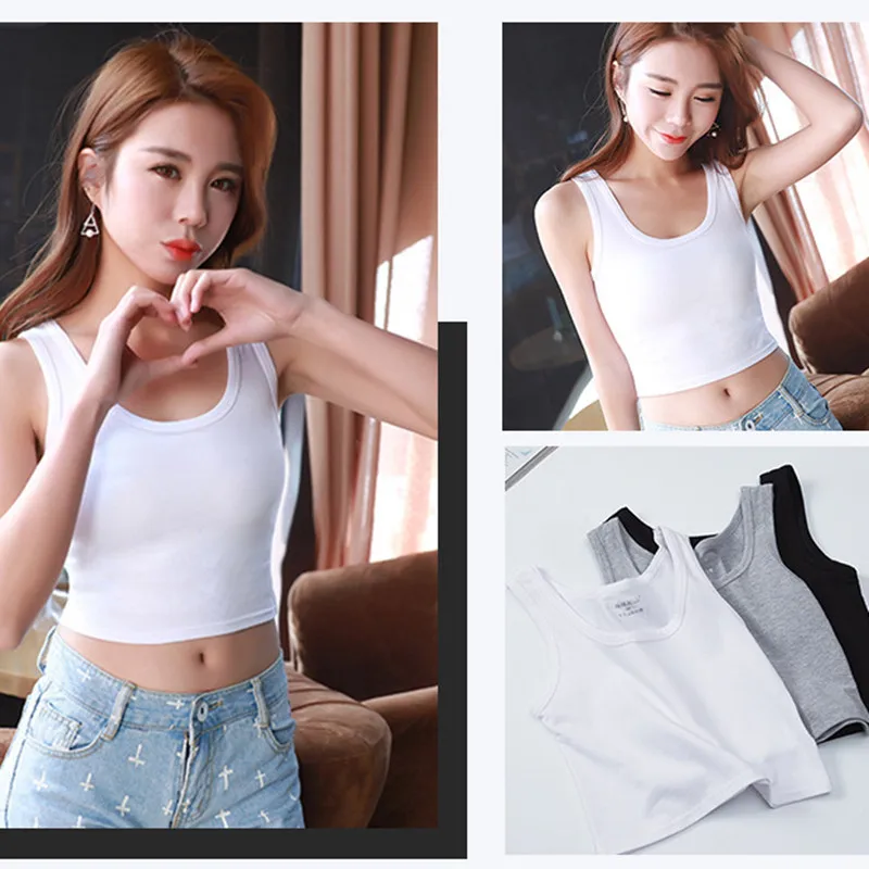 Хлопковая майка женская 3 шт./пакет черно-белая серая с круглым вырезом