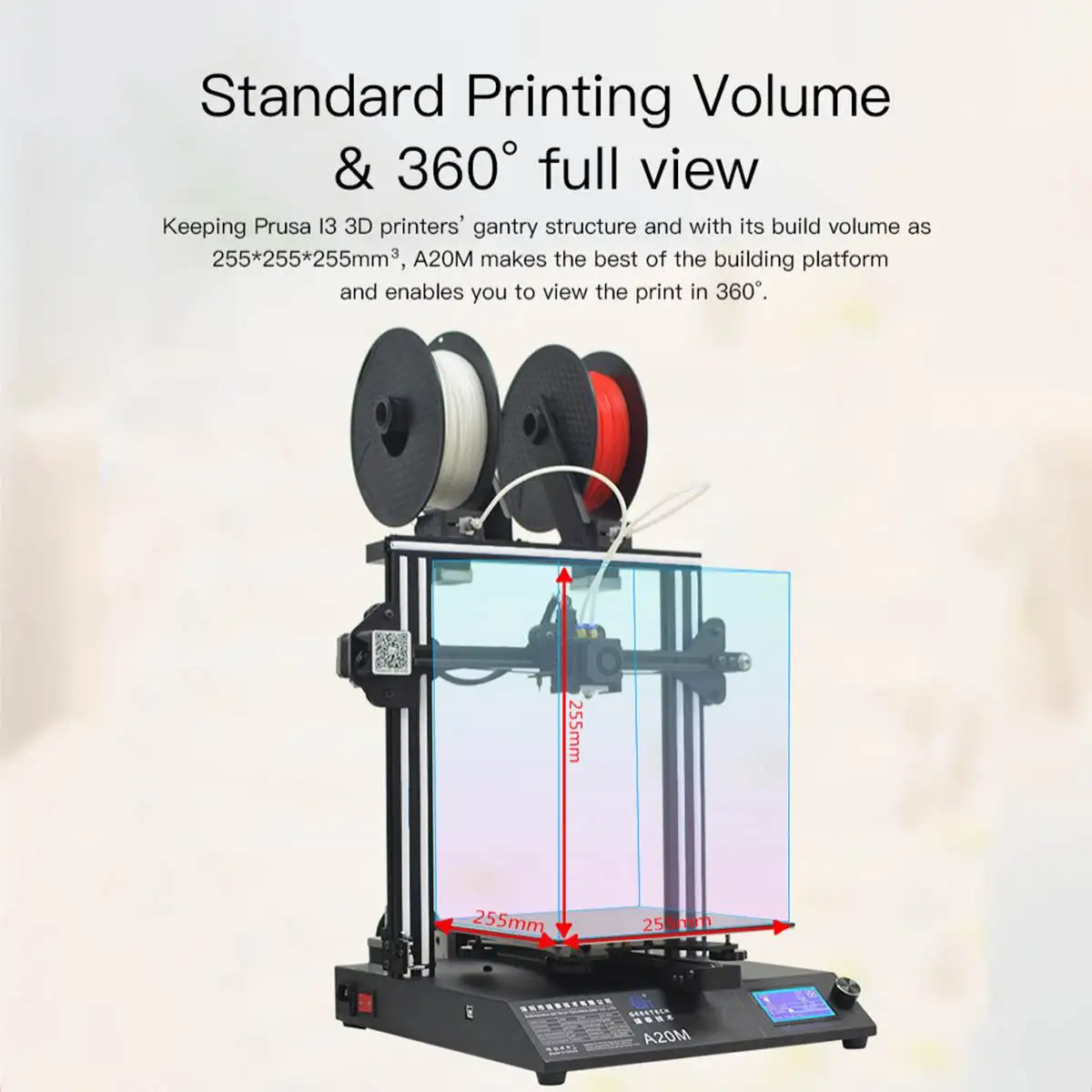 A20M 3d принтер 2в1 смешанный цвет быстромонтируемый с нитью Fetector и Break-researing 360 вентиляция 255x255x255 область печати