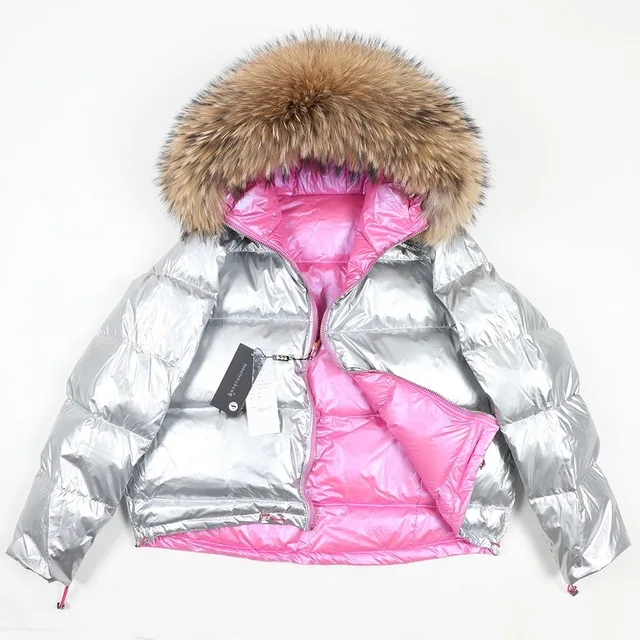 C14 big collar Зимняя женская куртка на 90% белом утином пуху, новая мода, пуховик, большая парка с капюшоном из натурального Лисьего меха, Корейская одежда - Цвет: C14 big collar
