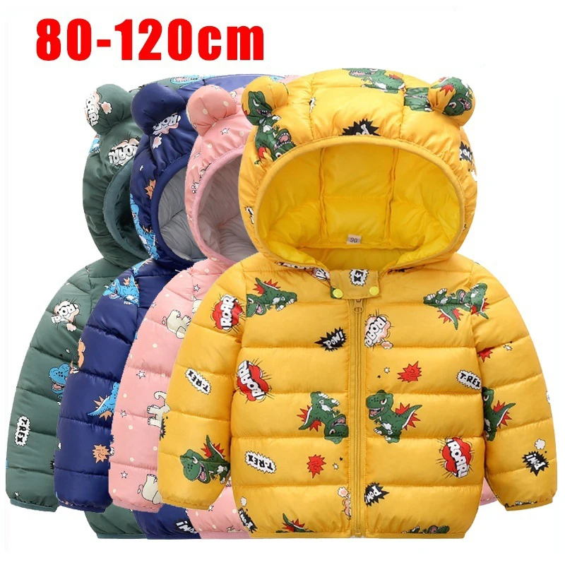 

New Cute 0- 4y Baby Girls Jacket Kids Boys Light Down Coats with Ear Hoodie Spring Girl Clothes Infant Clothing Children Jackets