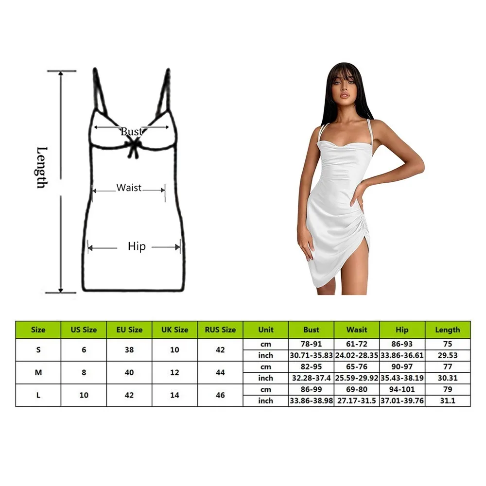 

Satin Women Strap Mini Dress Ruched Lace Up Bandage Backless Hollow Bodycon Sexy Party Elegant 2021 Club Slim Soft Beachwear