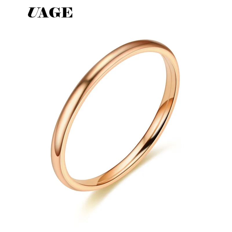Простое тонкое обручальное кольцо UAGE из титановой стали золотого серебряного