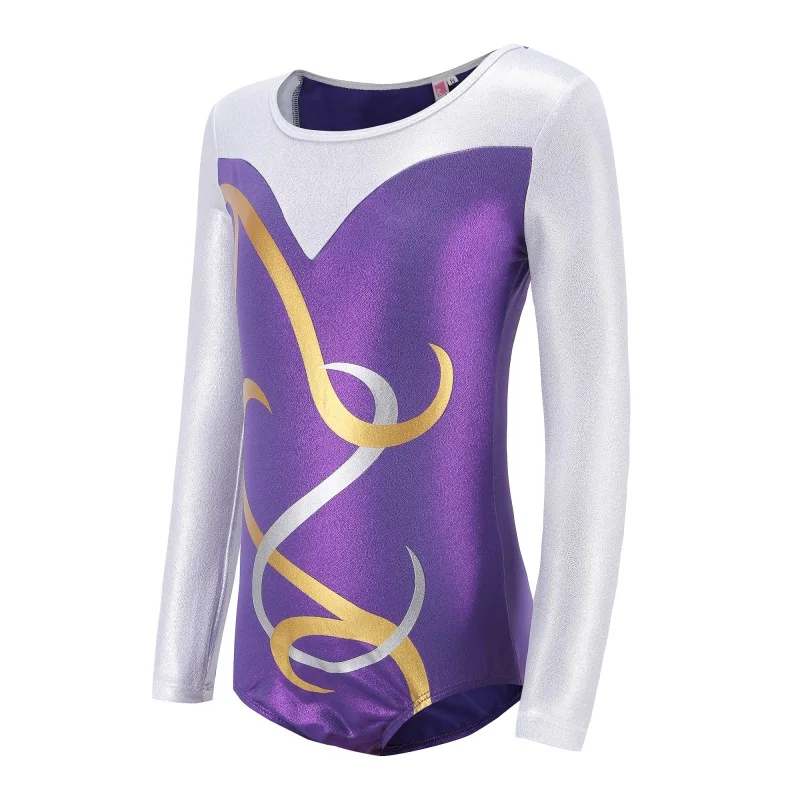

Gymnastics Dancesuit Girls Long Sleeve Dance Leotards Child Striped Costumes Leotards Kids Ballet suits Practice Pro