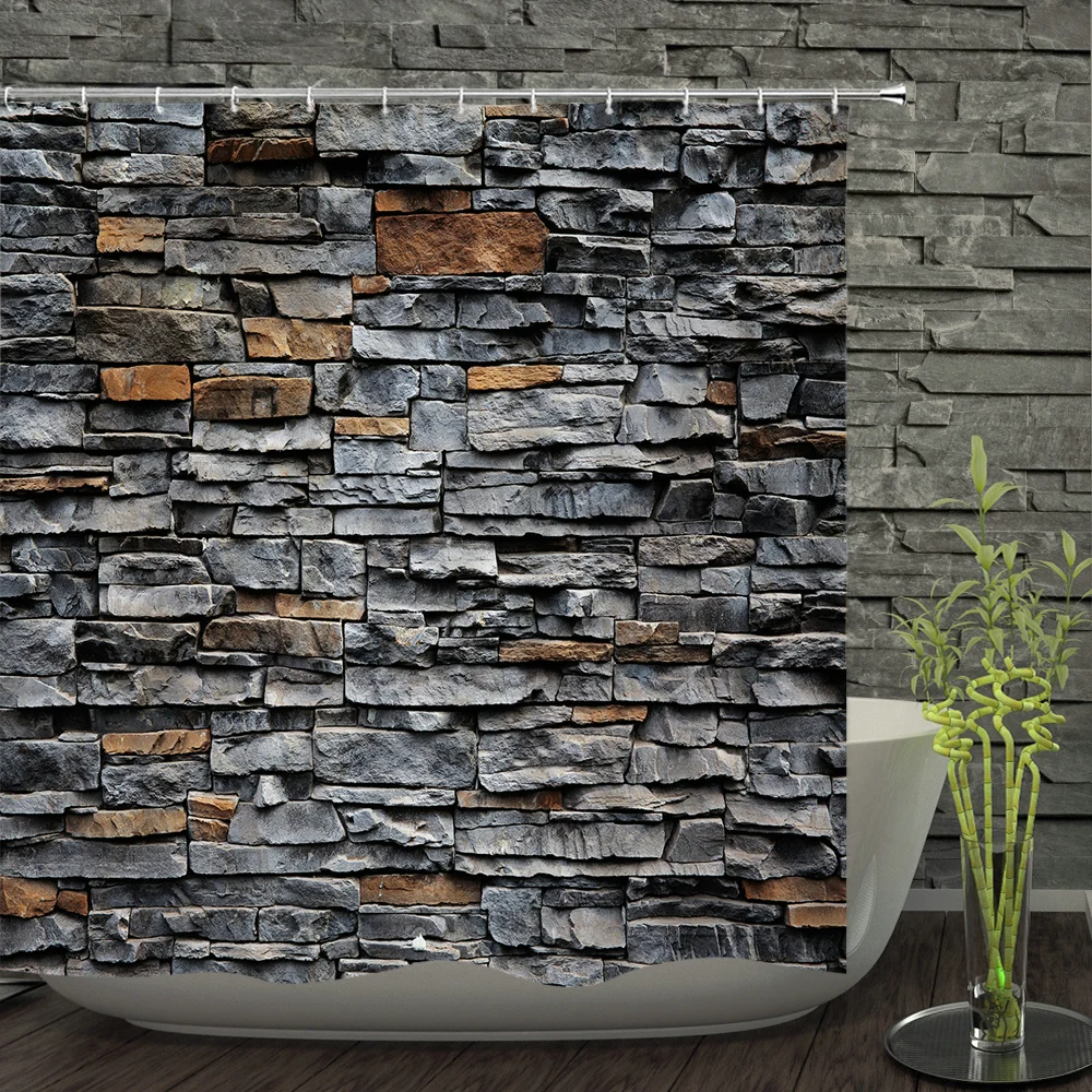 

Шторы для душа в стиле ретро, занавески из старой кирпичной стены для ванной комнаты, комплект для украшения дома, экран для ванной из водоне...