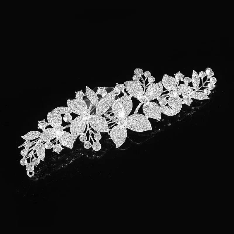 

Tiny Crysatls Leaf Hair Side Clip Wedding Bridal Headpieces Hair Comb for Bride