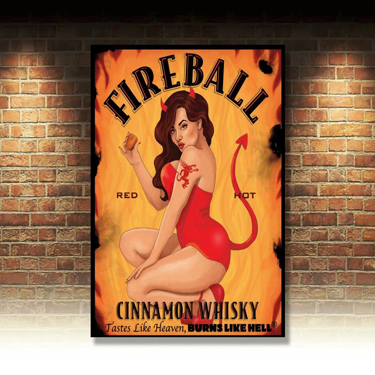 

Fireball Оловянная металлическая табличка Настенный декор, забавное украшение для дома, кухни, бара, комнаты, гаража, винтажный Ретро постер, та...