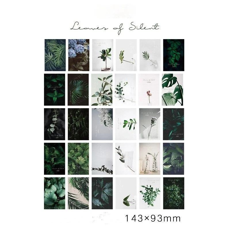 

30Pcs/pack Fashion Paper Plant Bookmarks for Students Postcards Greeting Business Card Kids Gift School Office Supplies