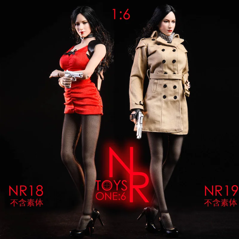 NR19 1/6 масштаб женская фигура одежда Ada Wong Тренч пальто и обувь и чулки и пистолет Модель для 12 дюймов рисунок