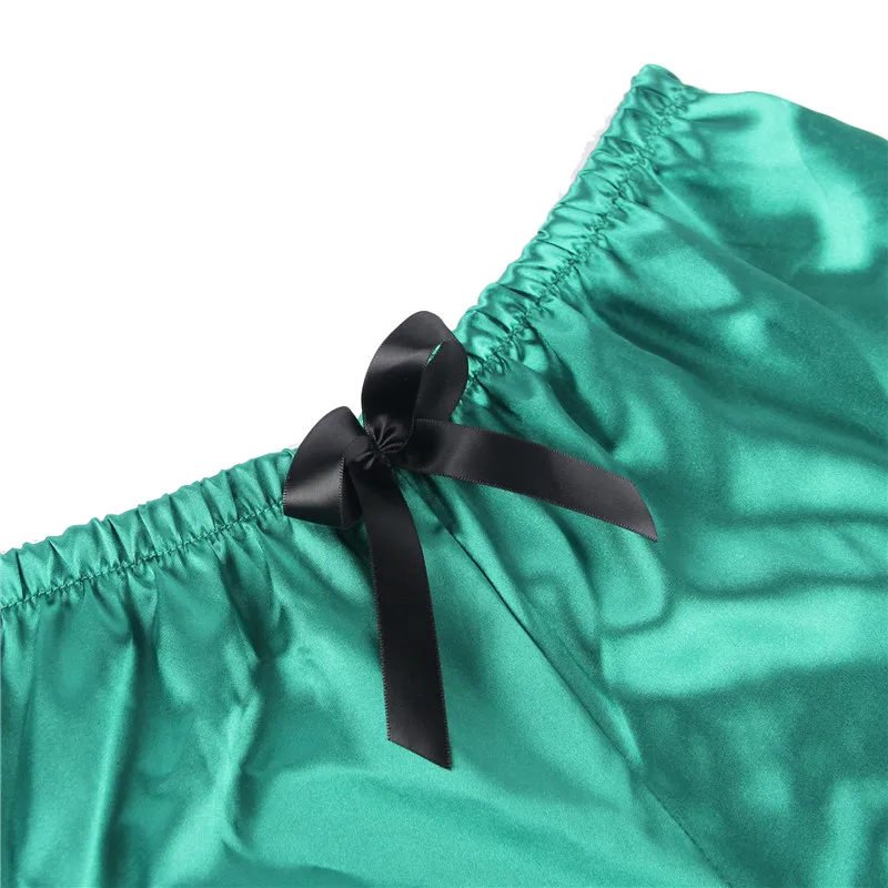 

Women Lace Floral Homewear Sleepwear Satin Bowknot Sleeveless Top+shorts Patchwork Sling Two Pieces Elegant Pajama Sets RS80938
