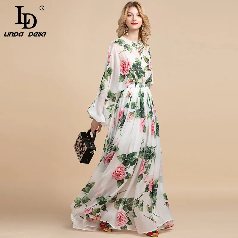 LD LINDA DELLA лето мода взлетно посадочной полосы Boho Макси платья для женщин с длинным