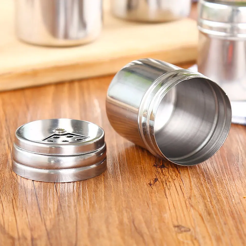 Stainless Steel Spice Jar Dredge Salt Sugar Pepper Shaker Seasoning Can Rotating Cover Multi-purpose Kitchen Tools | Дом и сад