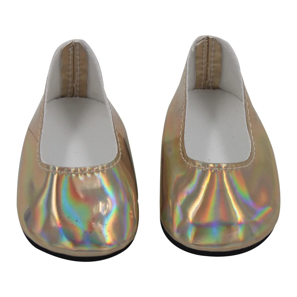 

Fashionable bright flat shoes Fits 18 Inch Doll 43CM Dolls Baby Doll DIY manual Shoes For American Doll Boots