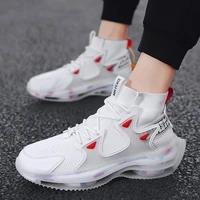 2021 hot sale men high top mesh leisure shoes breathable socks shoes outdoor trendy stylish male cool sneakers running