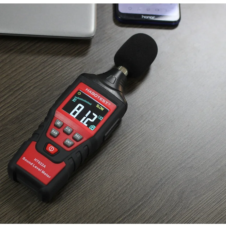 Habotest HT622A цифровой измеритель уровня звука регистратор 30~ 130 дБ цифровой диагностический инструмент ЖК-подсветка Высокая сигнализация регистрации данных