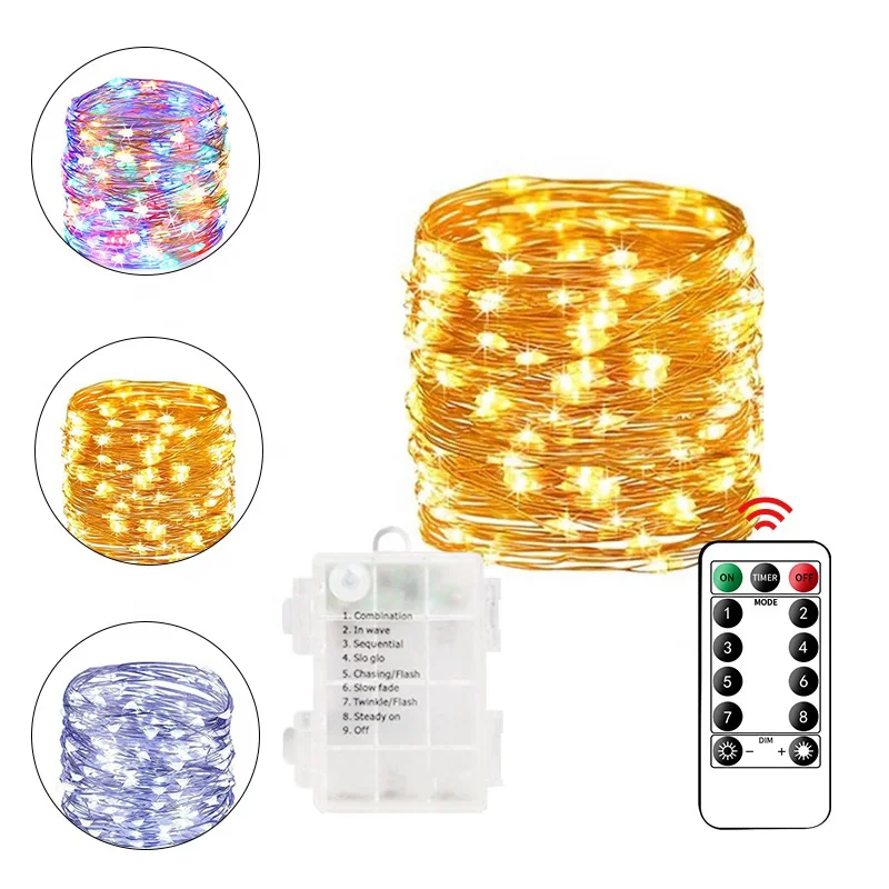 

5m/10m/20m Copper Wire Battery Box Garland LED Wedding Decoration Home Fairy Party Christmas Garden Decoration Light String