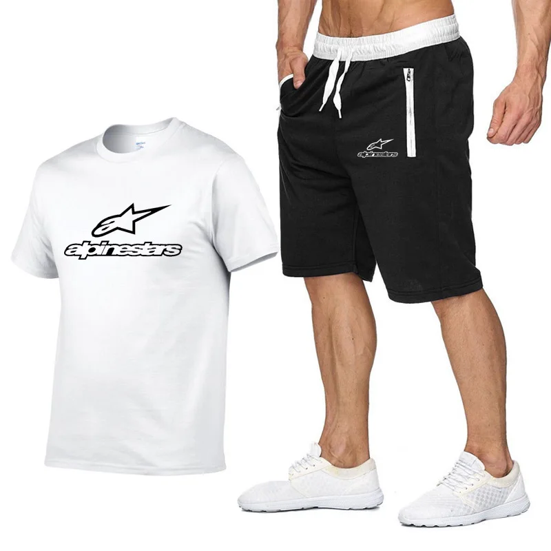 

Alpinestars T-shirt and Shorts Suit for men summer 2PC Sportswear + shorts Suit for Men Beach Casual T-shirt and suit for men sp