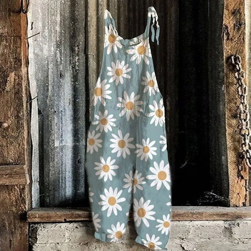 

Painting Floral Rompers Streetwear Female Vintage Jumpsuit Fashion Womens Ethnic Suspender Pants Jumpsuits Playsuits Mono Mujer