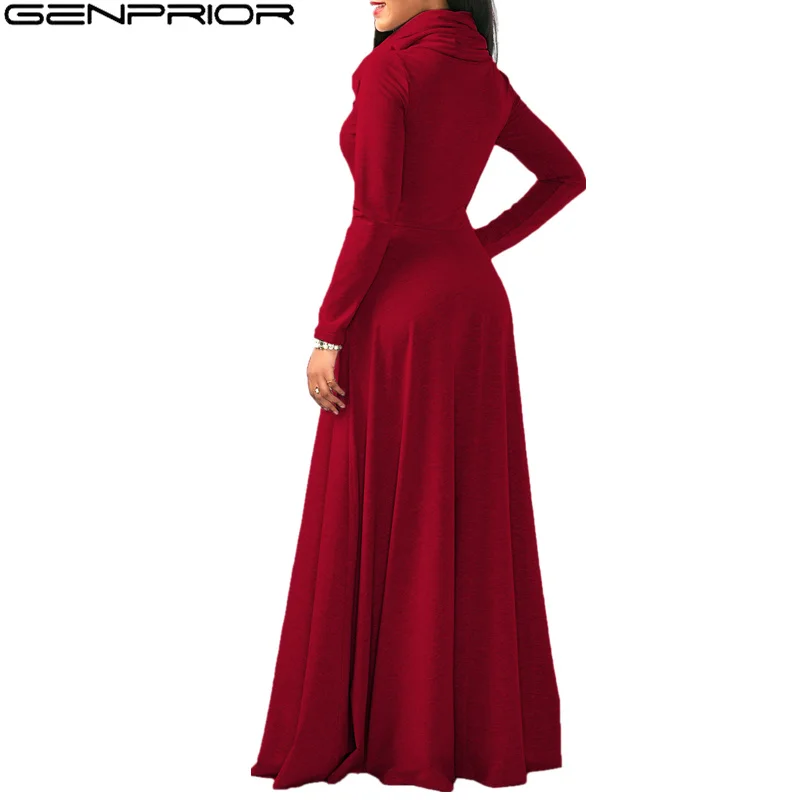 Женское осеннее пикантное платье GENPRIOR разных размеров с воротником-хомутом