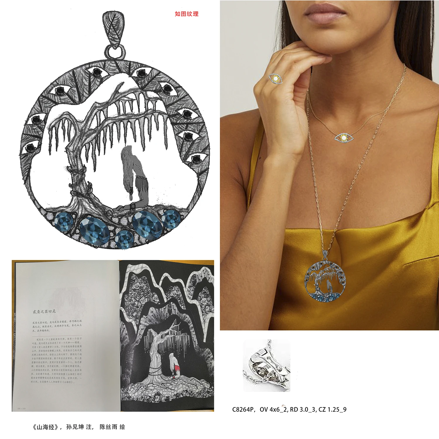 

GEM'S BALLET 925 Sterling Silver Pendant For Women Natural London Blue Topaz Handmade Pendant Necklace Halloween Jewelry