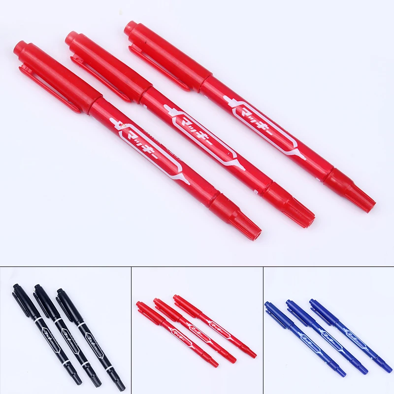 

3x Universal Permanent Oily Marker Pen Double Tip Marker Pens Quick-Dry Office