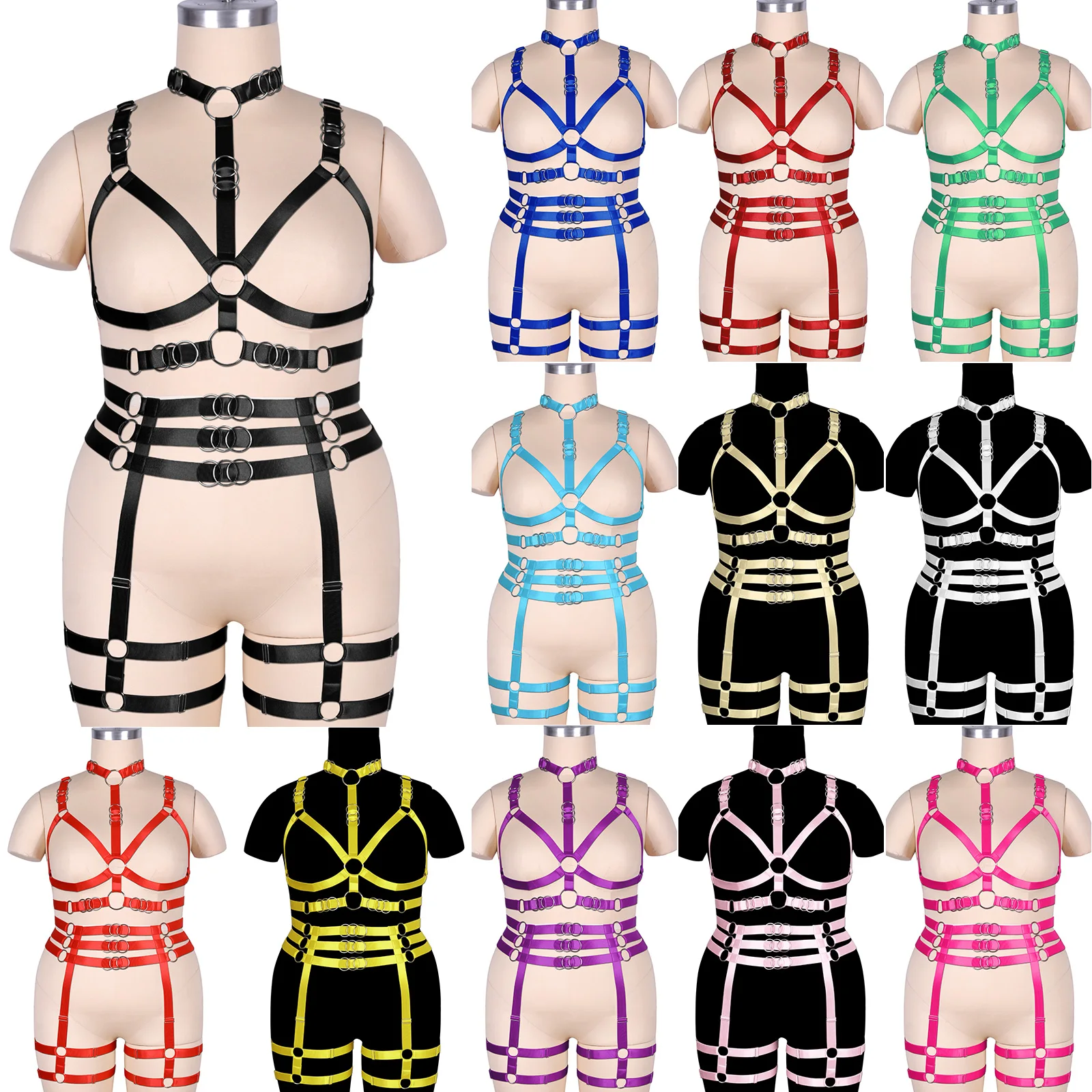 

Для женщин страховочная система размера плюс женское бельё в стиле "рейв" Комплект эротического в готическом стиле с завязками на шее Hollow слинг бюстгальтер сексуальные открытые сандалии с ремешками подвязки Ремни