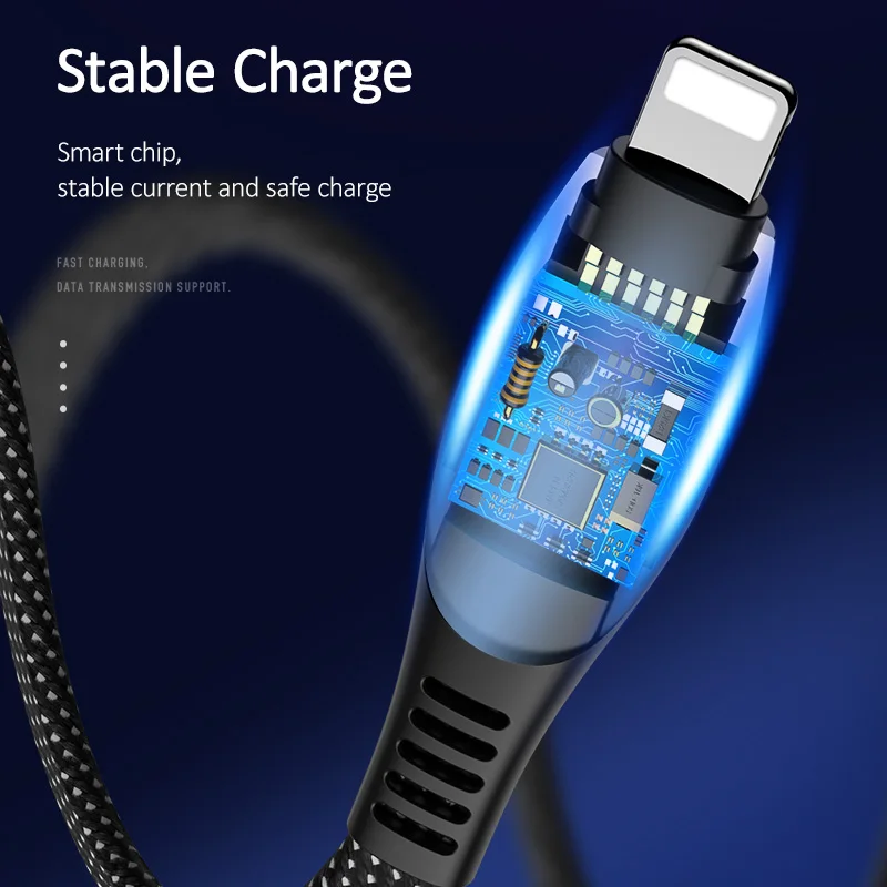USAMS USB кабель для iPhone Xs Max XR цифровой дисплей Быстрая зарядка данных мобильного