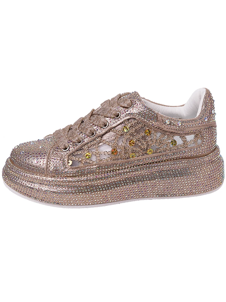 

Women's shoes crystal bling shoes autumn winter new fashion shoes pearl thick bottom loafers hot sale