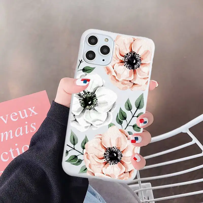 

flower fashion color art pattern Phone Case Candy Color for iPhone 6 7 8 11 12 s mini pro X XS XR MAX Plus Anti-fall protective