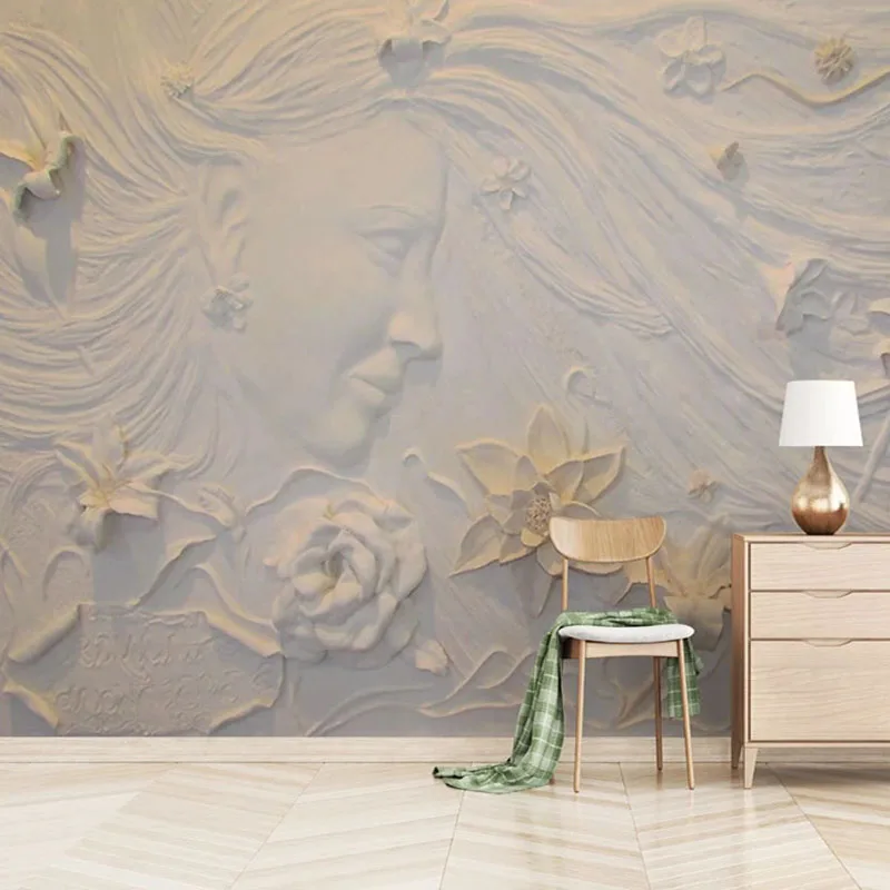 

Пользовательские 3D обои европейский стиль рельефная фигура Цветы фото настенные фрески Гостиная ТВ диван спальня домашний декор обои 3 D