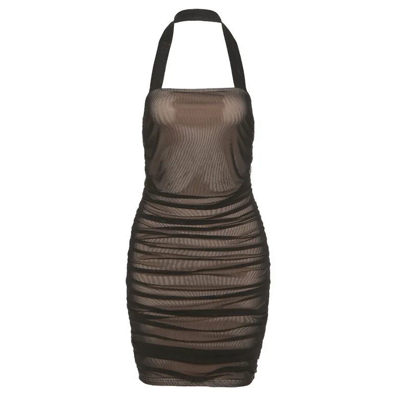 

Spring 2021 Women's Fashion Nightclub Fashion Hanging Neck Backless Sexy Slim Wrap Hips Dress Women Dress Mini Dress Sexy Dress