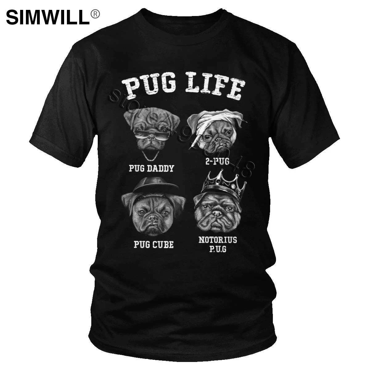 

Милый Pug LIfe футболка классная дизайн 100% хлопковые футболки для мужчин футболка с короткими рукавами для больших размеров собаки футболки По...