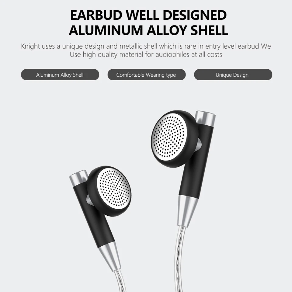 Knight In Ear Проводные металлические наушники Kbear Hifi гарнитура с посеребренным