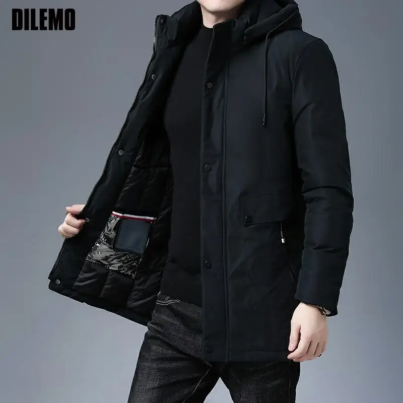 

Brand Casual Fashion Thicken Warm Men Long Parka Winter Jacket With Hood Heavy Windbreaker Coats Top Quality Mens Clothing 2021