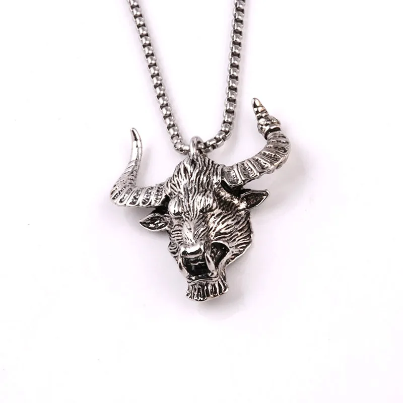 

Personality Yak Head Pendant Necklace Domineering Punk Animal Necklace Long Chain Men's Fashion Hip Hop Jewelry