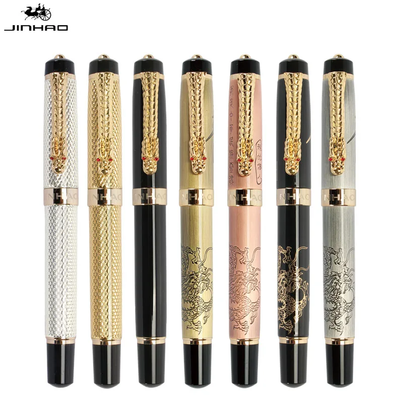 Ручка перьевая Jinhao металлическая с наконечником 0 5 мм и зажимом в виде Золотого