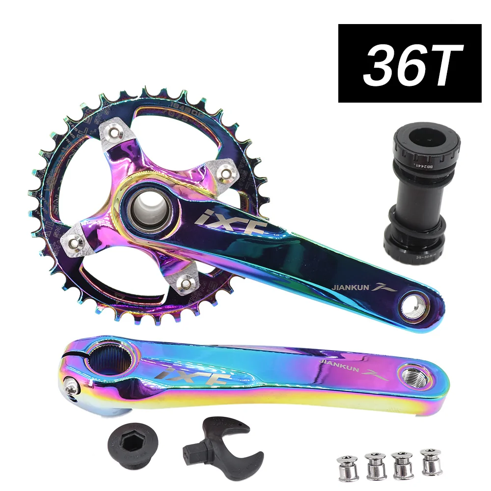 IXF MTB Кривошип 104BCD велосипед 170 175 цепь с улиткой 32t 34t 36t 38 Радужное масло Слик 1 2