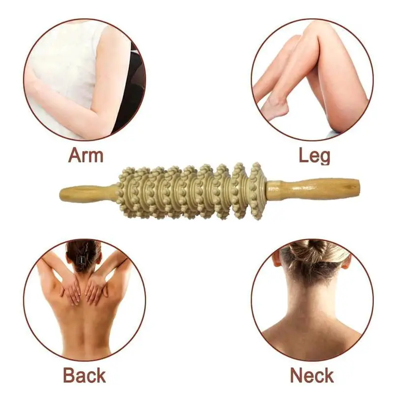 

1Pc Wooden Massage Roller Muscle Relaxation Back Acupuncture Massage Body Stick Care Wood Health K4N0