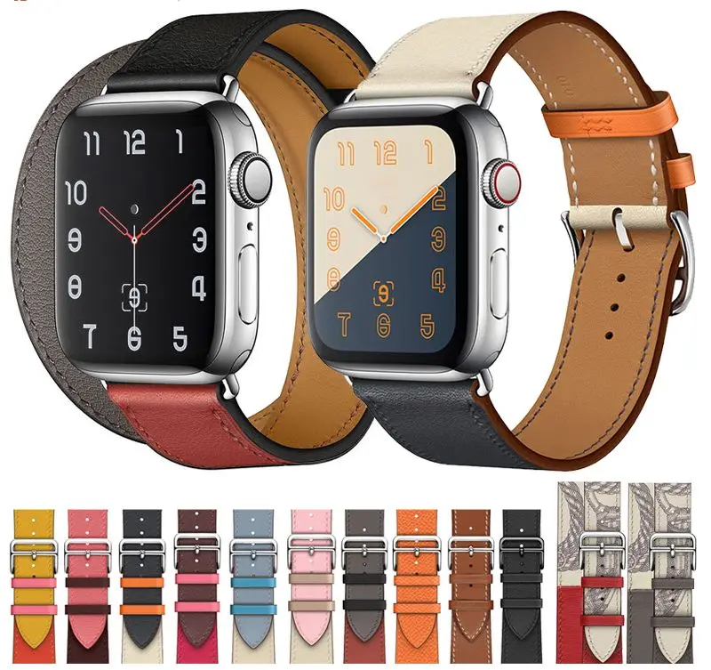 

100% Genuine Cow Leather loop Bracelet Belt Band for Apple Watch 6 SE 5 4 42MM 38MM 44MM 40MM Strap for iWatch 6 5 4 Wristband