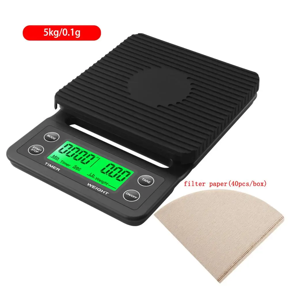 Black 5kg 0.1g paper Yieryi, Ручная шлифовка, электронные весы для кофе, взвешивание, диапазон синхронизации, 3 кг/0,1 г, 5 кг/0,1 г, цифровые кофейные весы для кухонной стойки - Цвет: Black 5kg 0.1g paper