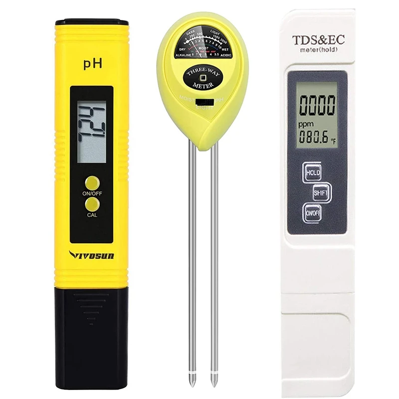 

PH Meter TDS and EC Meter Soil Tester Combo with Moisture Light PH Test for Home Garden Lawn Indoor and Outdoor Use