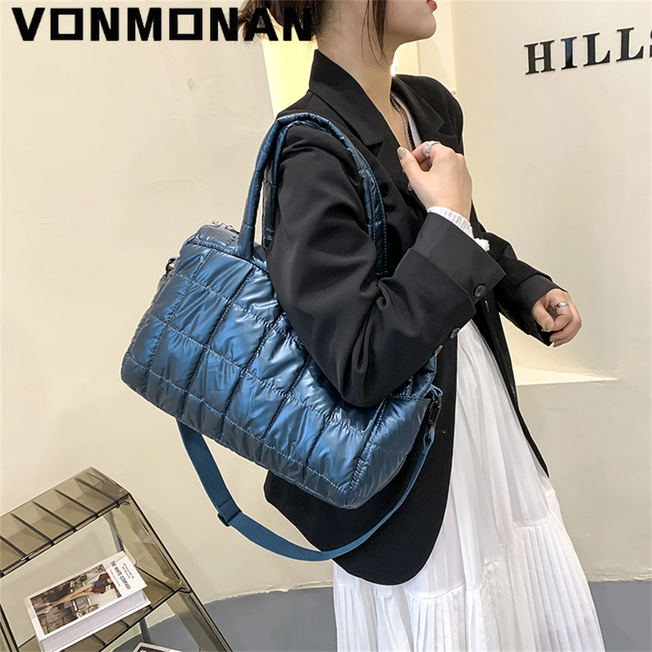 

Winter Space Cotton Bag for Women Luxury Handbag Purses Female Designer Ladies Shoulder Shopper Tote Padded with Down Cotton