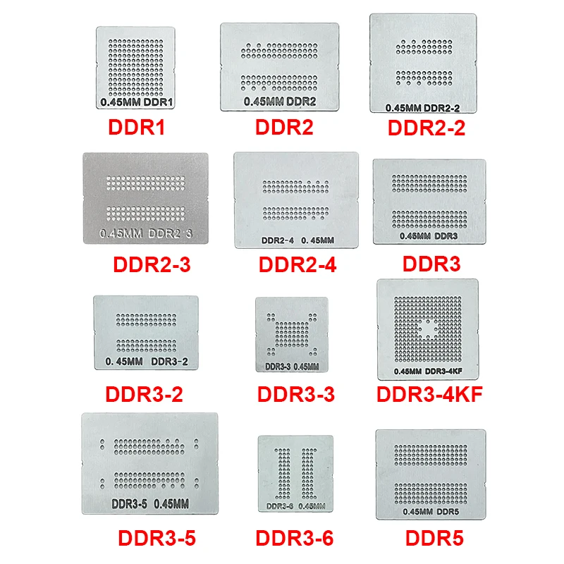 12 шт./лот полный комплект трафарета для реболлинга BGA выделенный DDR DDR2 DDR2-2 DDR2-3 DDR3-2